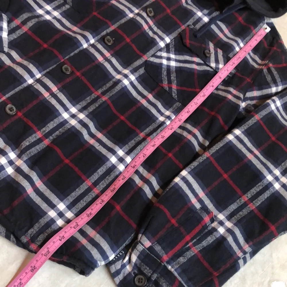 Chaps Denim Man’s 100% Cotton Flannel Plaid Jacket/Hoodie Size M